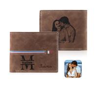 ALBERTBAND Cartera para Hombre con Grabado Billetera Personalizada con Foto Nombre Regalo para el Día del Padre Navidad San Valentín (C)