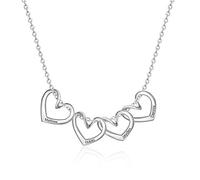 ALBERTBAND Collar con nombre personalizado, collares para mujer, 1-5 colgantes de corazón, con nombres grabados para el día de la madre, hija, abuela, mujer (4 names)