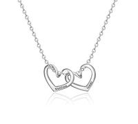 ALBERTBAND Collar con nombre personalizado, collares para mujer, 1-5 colgantes de corazón, con nombres grabados para el día de la madre, hija, abuela, mujer (2 names)