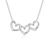 ALBERTBAND Collar con nombre personalizado, collares para mujer, 1-5 colgantes de corazón, con nombres grabados para el día de la madre, hija, abuela, mujer (3 names)