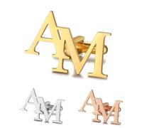 Albertband Gemelos Personalizados con Letra del Alfabeto A-Z Grabada 2 Gemelos con Nombre para Hombre Gemelos con Letras para Negocios Fiesta Navidad Novio Mejor Hombre Cumpleaños (#2)