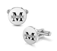 Albertband Gemelos Personalizados con Letra del Alfabeto A-Z Grabada 2 Gemelos con Nombre para Hombre Gemelos con Letras para Negocios Fiesta Navidad Novio Mejor Hombre Cumpleaños (#style 1)