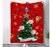 ALBERTBAND Manta de Franela Personalizada con 2-6 Nombres - Árbol de Navidad Mantas Rojas - Regalos para Navidad, Cumpleaños, Mamá, Papá, Familia, Parejas,Amigos (3 Nombre)
