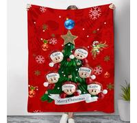 ALBERTBAND Manta de Franela Personalizada con 2-6 Nombres - Árbol de Navidad Mantas Rojas - Regalos para Navidad, Cumpleaños, Mamá, Papá, Familia, Parejas,Amigos (6 Nombre)