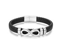 ALBERTBAND Pulsera Hombre Personalizada de Cuero Pulsera Infinito con Nombre Regalo para Papá Marido Novio Amigo (3 nombre)