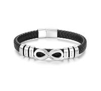 ALBERTBAND Pulsera Hombre Personalizada de Cuero Pulsera Infinito con Nombre Regalo para Papá Marido Novio Amigo (6 nombre)