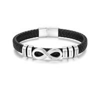 ALBERTBAND Pulsera Hombre Personalizada de Cuero Pulsera Infinito con Nombre Regalo para Papá Marido Novio Amigo (5 nombre)