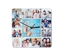 ALBERTBAND Reloj de Pared Personalizado con Fotos del 9/12/13 Reloj con Nombre Personalizado con Fecha para Madres Parejas Aniversarios de Bodas Familiares Decoración (#3-12Fotos)