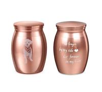 ALBERTBAND Urna de Fotos Pequeña Personalizada para Cenizas, Recuerdo de Cremación, Mini Urnas Funerarias para Mascotas Humanas, Cenizas, Cajas de Soporte de Cenizas Conmemorativas (#Oro Rosa)