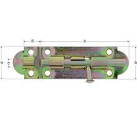 Alberts 124083 Pestillo, Con manilla botón sin muelle, Galvanizado, pasivado con capa gruesa, Pletina 100 x 30 mm, Ø del perno 8 mm