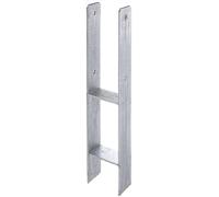 Alberts 203917 Soporte de poste en H, galvanizado en caliente, anchura libre 111 mm, altura total 600 mm, espesor del material 5 mm