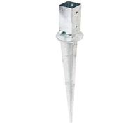 Alberts 208103 Anclaje para enterrar, Para postes de madera cuadrados, con posibilidad reajuste, Galvanizado en caliente, 71 x 71 mm, Longitud total 750 mm