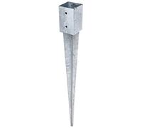 Alberts 211301 Anclaje para enterrar, Para postes de madera cuadrados y redondos, Galvanizado en caliente, 91 x 91 mm, Longitud total 900 mm