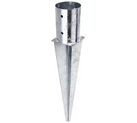 Alberts 211394 Toma de tierra para clavar, para postes de madera redondos o cuadrados, galvanizado en caliente, Ø101 mm, longitud total 600 mm