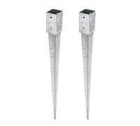 Alberts 211691 - Juego de 2 fundas para postes de madera redonda o cuadrada, galvanizadas en caliente, 71 x 71 mm, longitud total de 900 mm, juego de 2 unidades
