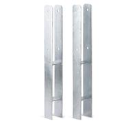 Alberts 213145 Soporte para postes en H, galvanizado en caliente, ancho de luz 71 mm, altura total 600 mm, grosor del material: 5 mm, juego de 2 unidades
