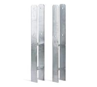 Alberts 213206 Soporte para postes en H, galvanizado, ancho de luz 81 mm, altura total 600 mm, grosor del material: 5 mm, juego de 2 unidades