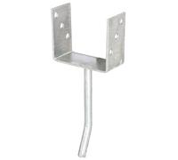 Alberts 214104 Soporte de poste en U | para atornillar o colocar en hormigón | galvanizado en caliente | ancho libre 121 mm