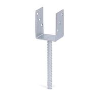 Alberts 214258 Anclaje para postes en forma de U, Con varilla para hormigonar de acero acanalado, Galvanizado en caliente, Anchura de apertura 81 mm, Longitud del anclaje de hormigón 200 mm