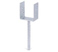 Alberts 214265 Anclaje para postes en forma de U, Con varilla para hormigonar de acero acanalado, Galvanizado en caliente, Anchura de apertura 91 mm, Longitud del anclaje de hormigón 200 mm