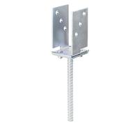 Alberts 214494 Base para postes en U, Anchura ajustable y para empotrar en hormigón, Galvanizado, pasivado con capa gruesa, Anchura 71-131 mm, Anclaje de hormigón 200 mm