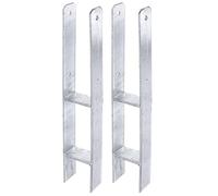 Alberts 214968 Soporte para postes en H, galvanizado en caliente, ancho de luz 91 mm, altura total 600 mm, grosor del material: 5 mm, juego de 2 unidades