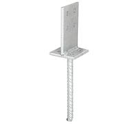 Alberts 215521 Anclaje en forma de T para postes, Para atornillar o empotrar en hormigón, Galvanizado en caliente, Tamaño de la base de fijación 130 x 80 mm, Anclaje de hormigón 200 mm