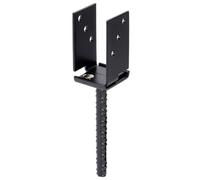 Alberts 215545 Support de poteau en U - réglable en largeur - à sceller - noir - plastifié