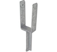 Alberts 216771 Soporte de poste en U, con anclaje para hormigón de hierro en T, galvanizado en caliente, anchura libre 91 mm, longitud del anclaje para hormigón 200 mm