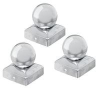 Alberts 327217 - Tapa para postes de madera, con cabeza esférica, acero inoxidable, 70 x 70 mm, juego de 3 unidades