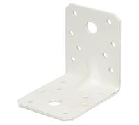 Alberts 330378 Escuadra reforzada con nervio, Galvanizada, recubrimiento de plástico blanco, 70 x 70 x 55 mm