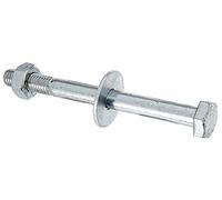 Alberts 338268 Tornillo con cabeza hexagonal, D-Fix, para anclaje para postes de forma H, anclaje para postes de forma U, etc., Galvanizado en azul, M10 x 110 mm, Juego de 2