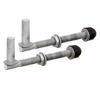Alberts 410650 Gozne, Un par, para atornillar, ajustable, Galvanizado en caliente, Ø del entre eje 13 mm, Longitud 140 mm, Roscado M12