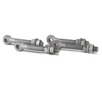 Alberts 410995 - Tornillo de ojo con accesorios, apto para cintas de puerta, galvanizado en caliente, rosca M20, longitud 150 mm, juego de 2
