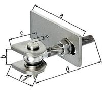 Alberts 417826 Pernio de pórtico, Para una apertura da máxima 180°, Modelo corto, Tornillos y tuercas galvanizados en caliente, perno y pasador de acero inoxidable, Roscado M20