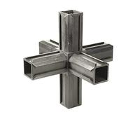 Alberts 426415 Conector de tubo XD, Pieza en cruz y otras dos salidas en ángulo recto, Plástico, negro, 20 x 20 x 1,5 mm, Juego de 10