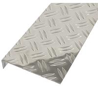 Alberts 462840 Chapa texturizada, estampado de cuadros, con bordes, en forma de L, aluminio, natural, 2000 x 135 x 30 mm