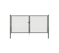 Alberts 602987 Puerta doble de rejilla ondulada, diferentes anchuras y alturas, antracita metálica, ancho 300 cm, altura 150 cm