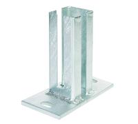 Alberts 685423 Anclaje para postes cuadrados para paneles de varilla doble, Para atornillar, Galvanizado en caliente, Pletina 150 x 80 mm, Para postes 60 x 40 mm