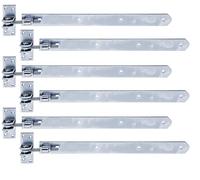 Alberts 823597 Pernio, Recto, extremidad redondeada, ajustable en 30 mm, Galvanizado en azul, 460 x 40 mm, Juego de 6