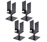Alberts 825225 Support de poteau en U - réglable en largeur - sur platine - noir - plastifié, Juego de 4