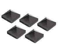 Alberts 839925 Capuchón para postes de madera, Modelo alto, Fundición de aluminio, antracita metálica, 90 x 90 mm, Juego de 5