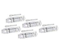 Alberts 841126 Cerrojo porta-candados para establos, Recto, con maneta plana y cerradero fijado, Galvanizado, pasivado con capa gruesa, Pletina 180 x 64 mm, Juego de 5