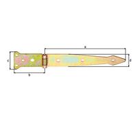 Alberts 845537 - Colgador con pasador remachado, galvanizado, pasivado de capa gruesa, cinta de 252 x 35 mm, bisagra de 77 x 48 mm, juego de 10 unidades