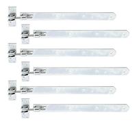 Alberts 846022 Pernio, Recto, extremidad redondeada, ajustable en 30 mm, Galvanizado, pasivado con capa gruesa, 460 x 40 mm, Juego de 6
