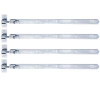 Alberts 846039 Pernio, Recto, extremidad redondeada, ajustable en 30 mm, Galvanizado, pasivado con capa gruesa, 660 x 40 mm, Juego de 4