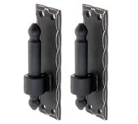 Alberts 846084 Abrazadera sobre placa, forma de hierro forjado con gancho DI o DII, revestido de plástico negro, encaje posterior Ø16 mm, placa 150 x 45 mm, Juego de 2