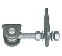 Alberts 852344 Bisagra de puerta, para apertura de 180°, versión corta, tornillos y tuercas galvanizados en caliente, perno y pasador hendido de acero inoxidable, rosca M12, Juego de 10