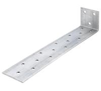 Alberts 855727 Anclaje plano de acero para hormigón, galvanizado sendzimir, 205 x 40 x 40 mm, Juego de 10