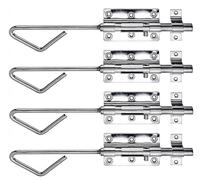 Alberts 858445 Cerradura con pasador fijo, acero inoxidable, placa de 100 x 65 mm, perno de 15,5 x 320 mm, juego de 4 unidades